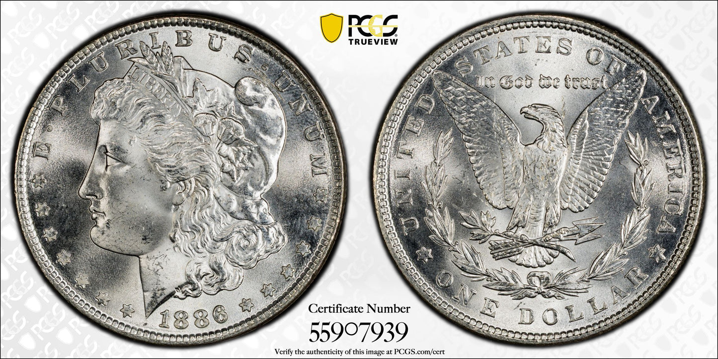 1886 Morgan Dollar $1 PCGS MS66