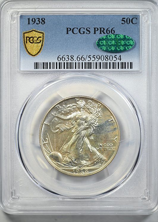 1938 Proof Walking Liberty Half Dollar 50C PCGS PR66 CAC
