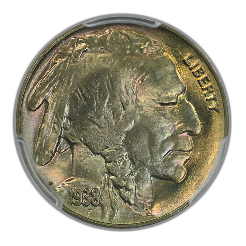 1938-D Buffalo Nickel 5C PCGS MS67+ CAC - TONED!