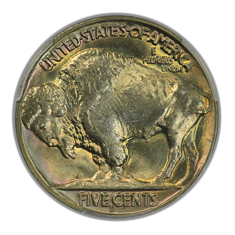 1938-D Buffalo Nickel 5C PCGS MS67+ CAC - TONED!