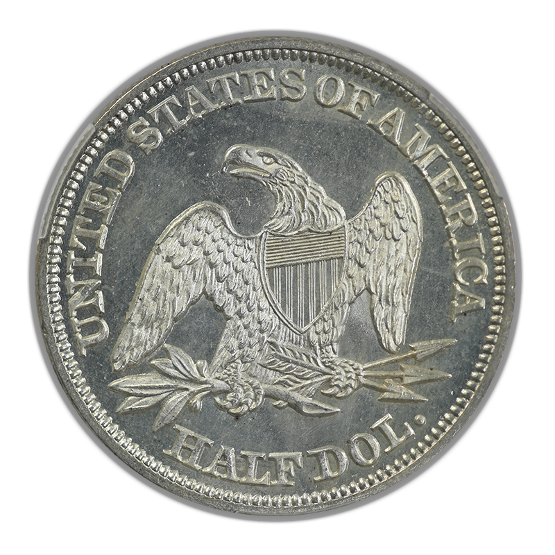 1860 Proof Liberty Seated Half Dollar 50C CAC PR63 Reverse