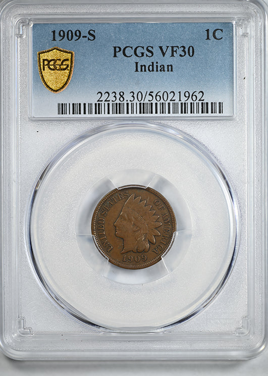 1909-S Indian Head Cent 1C PCGS VF30