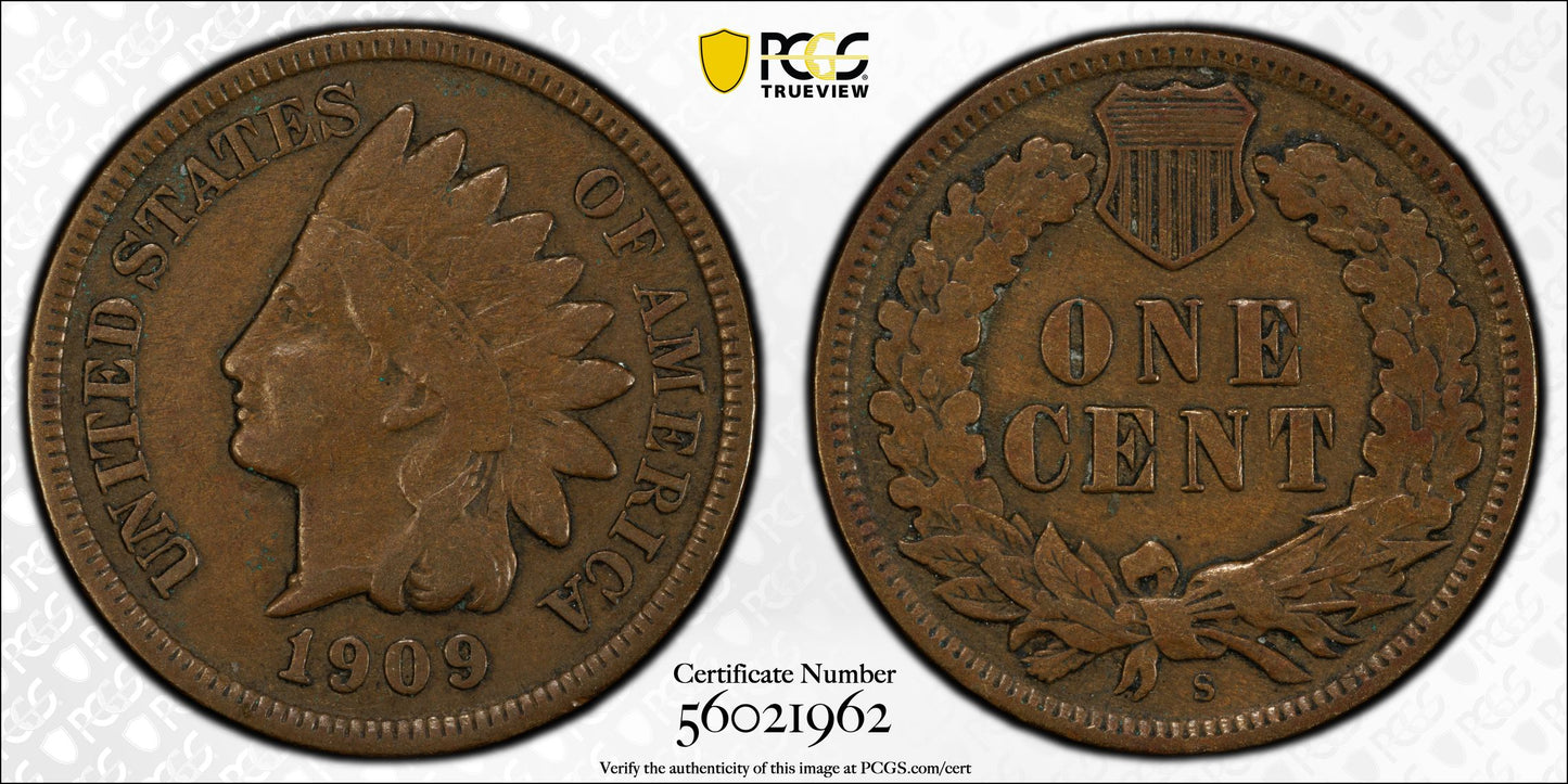 1909-S Indian Head Cent 1C PCGS VF30
