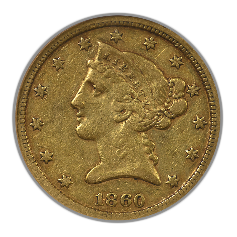 1860-C Liberty Head Gold Half Eagle $5 NGC XF40 - CHARLOTTE GOLD!