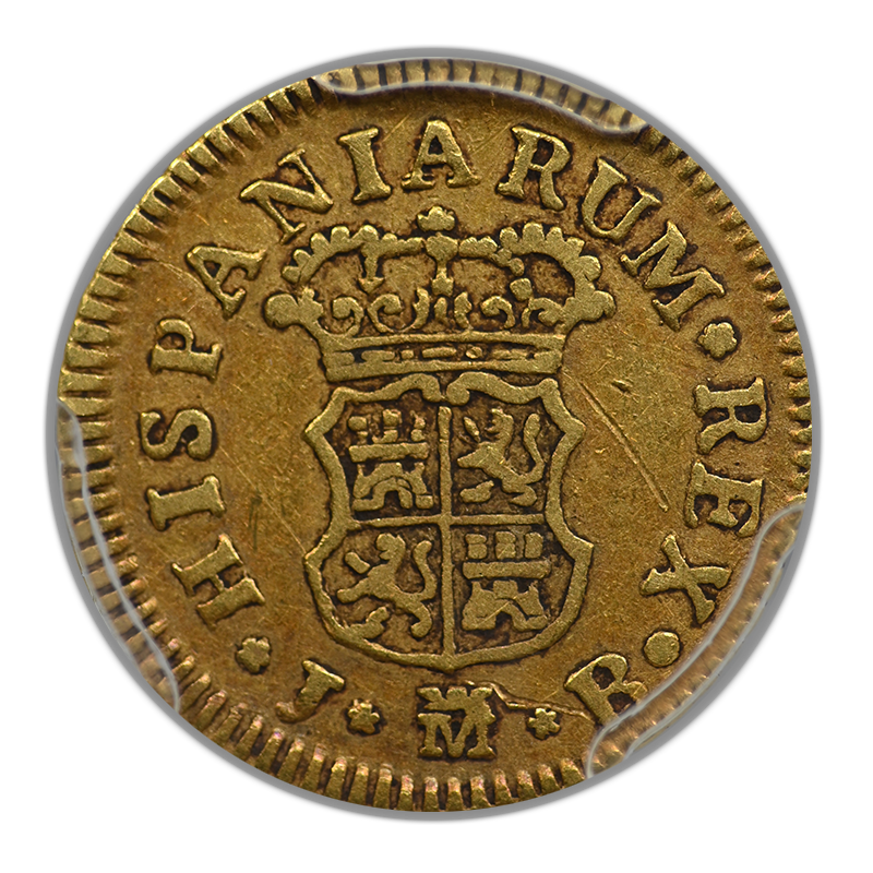 1756-M JB Spain Gold 1/2E Escudo PCGS VF30 Calico-560 Fourth Bust