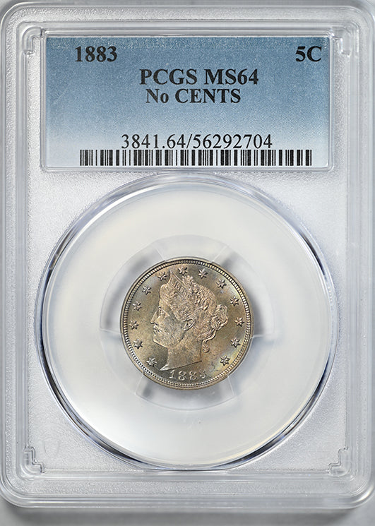 1883 Liberty V-Nickel 5C PCGS MS64 No CENTS - TONED!