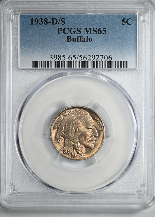 1938-D/S Buffalo Nickel 5C PCGS MS65