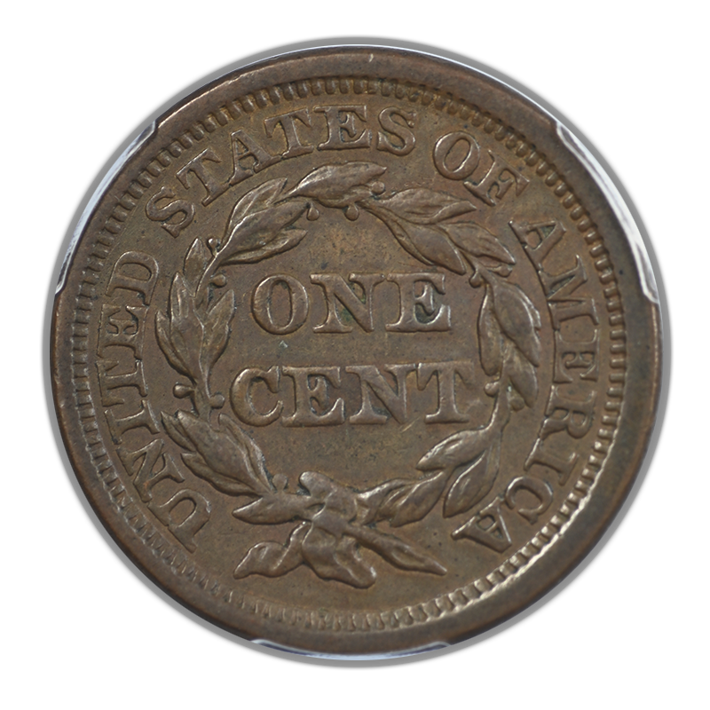 1857 Braided Hair Liberty Head Large Cent 1C PCGS AU50 - Small Date