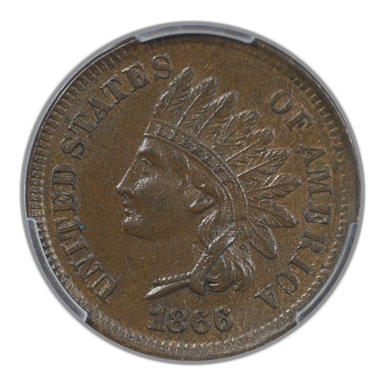 1866 Indian Head Cent 1C PCGS AU55 CAC