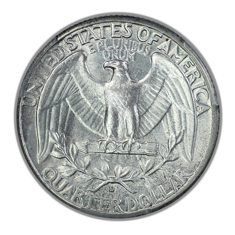 1934-D Washington Quarter 25C PCGS MS62 - Heavy Motto