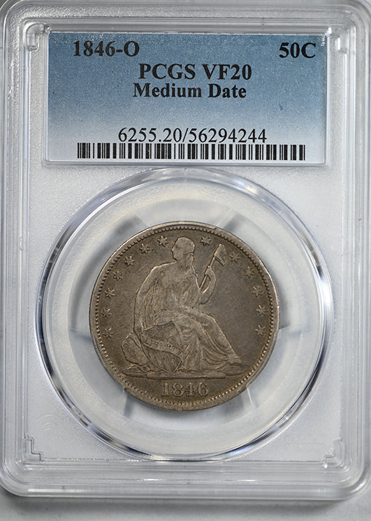 1846-O Liberty Seated Half Dollar 50C PCGS VF20 - Medium Date