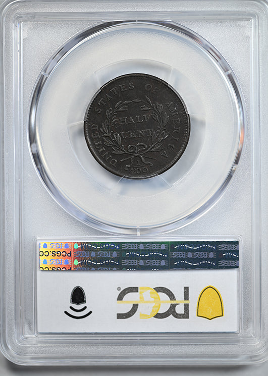 1800 Draped Bust Half Cent 1/2C PCGS AU53 CAC
