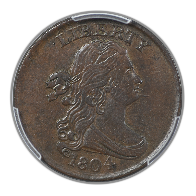 1804 Draped Bust Half Cent 1/2C PCGS AU53 - Spiked Chin