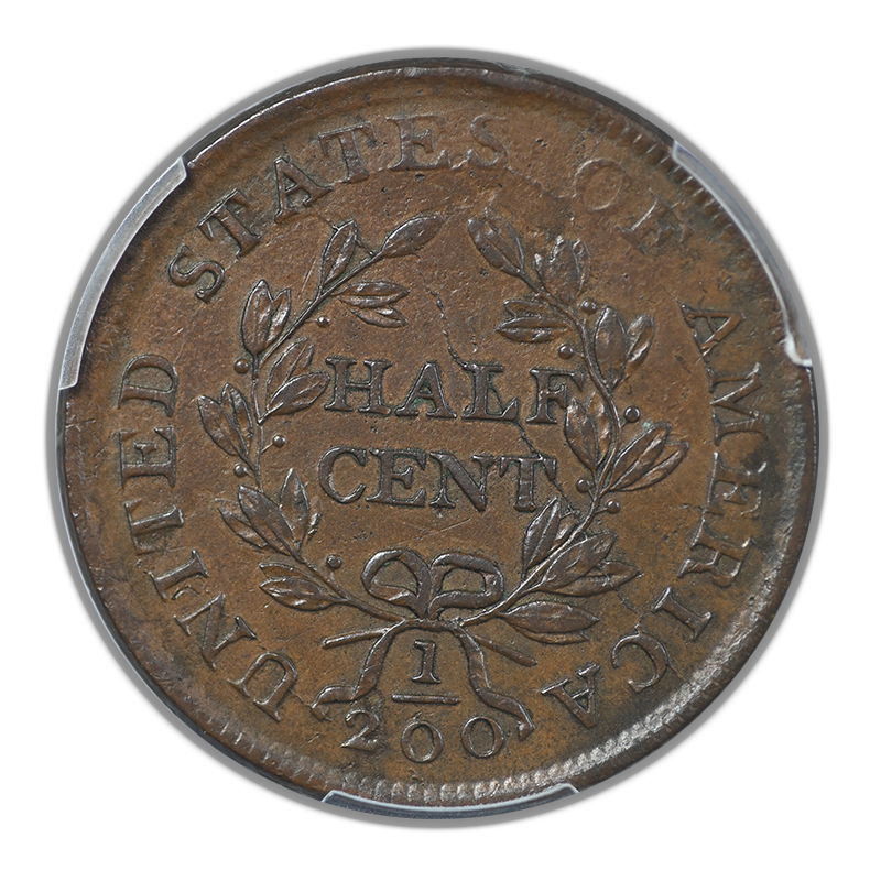 1804 Draped Bust Half Cent 1/2C PCGS AU53 - Spiked Chin