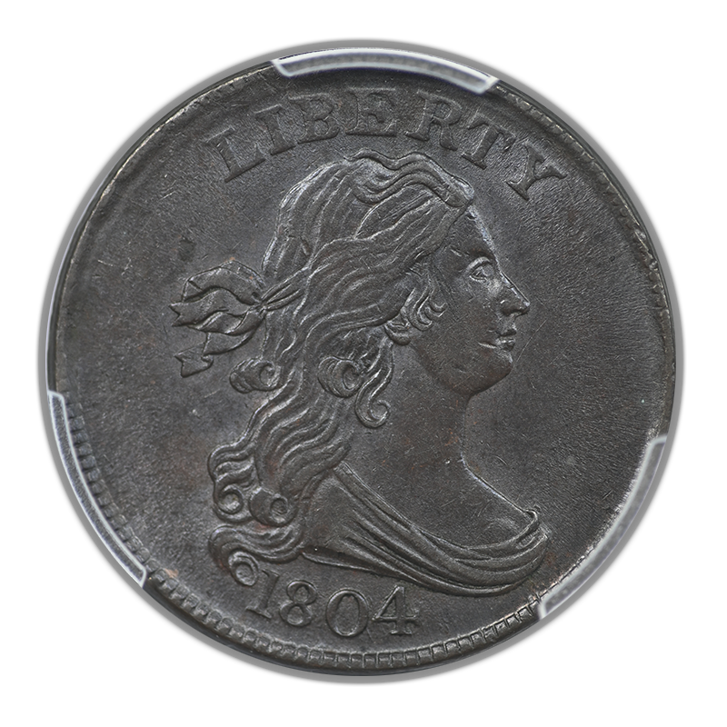 1804 Draped Bust Half Cent 1/2C PCGS MS62BN - Crosslet 4, Stems