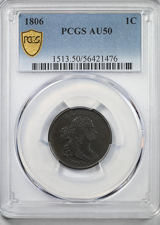 1806 Draped Bust Half Cent 1/2C PCGS AU50
