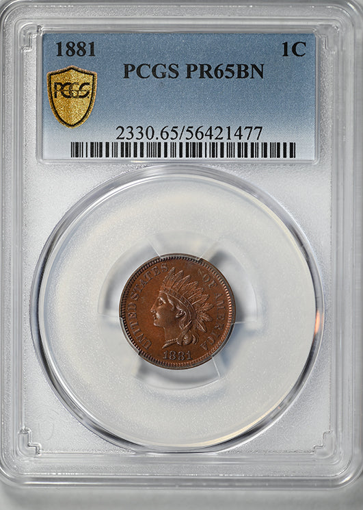 1881 Proof Indian Head Cent 1C PCGS PR65BN - TONED!
