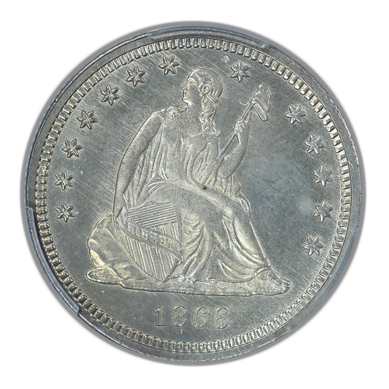 1866 Liberty Seated Quarter 25C PCGS MS63 - Motto