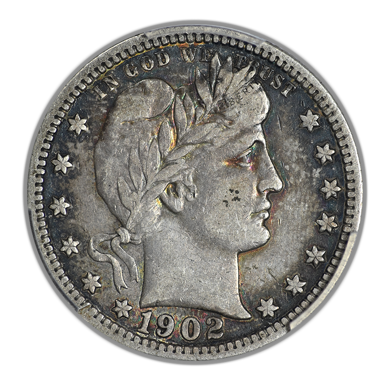 1902 Barber Quarter 25C PCGS VF20 - TONED!