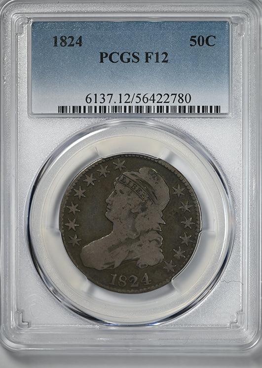 1824 Capped Bust Half Dollar 50C PCGS F12