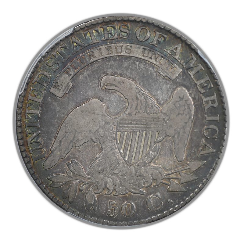 1827 Capped Bust Half Dollar 50C PCGS F12 - Square Base 2 - TONED!