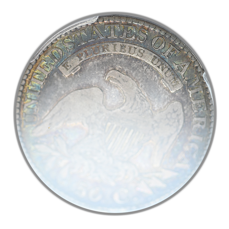 1827 Capped Bust Half Dollar 50C PCGS F12 - Square Base 2 - TONED!
