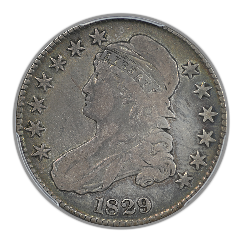 1829 Capped Bust Half Dollar 50C PCGS VF20 - TONED!
