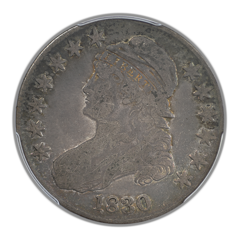 1830 Capped Bust Half Dollar 50C PCGS F15 - Small 0 - TONED!