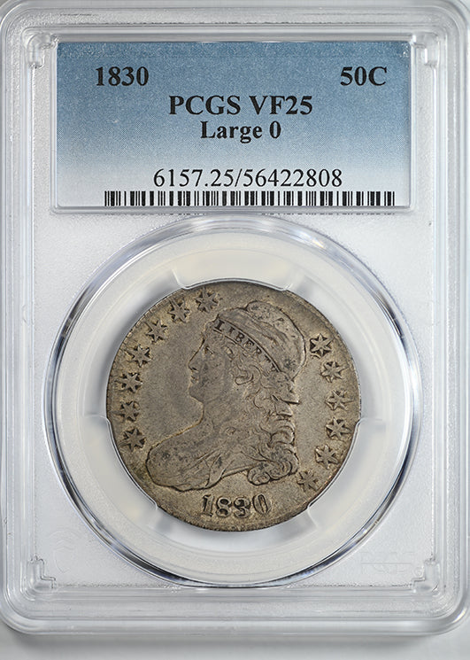 1830 Capped Bust Half Dollar 50C PCGS VF25 - Large 0