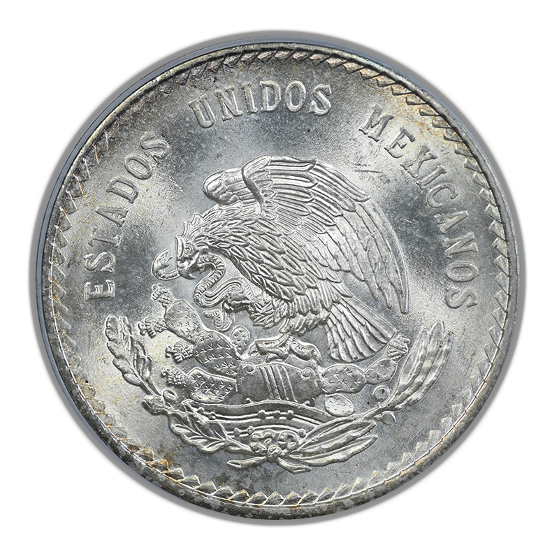 1947-Mo Mexico 5 Silver Peso S5P PCGS MS66 Cuauhtemoc KM-465