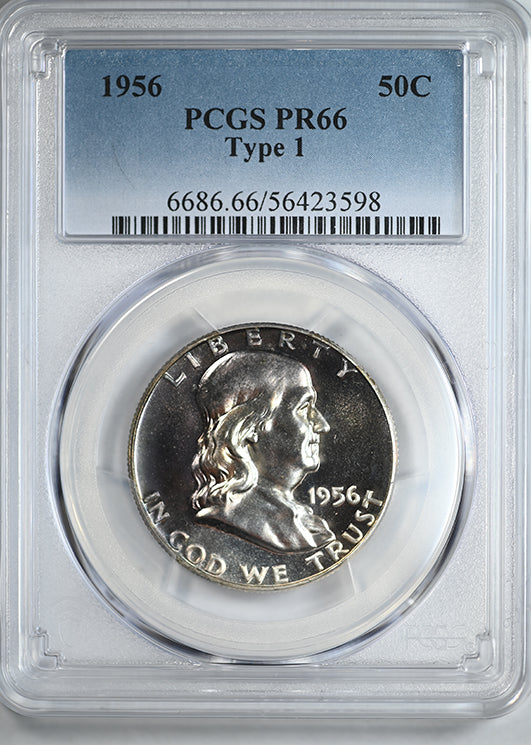 1956 Proof Type 1 Franklin Half Dollar 50C PCGS PR66