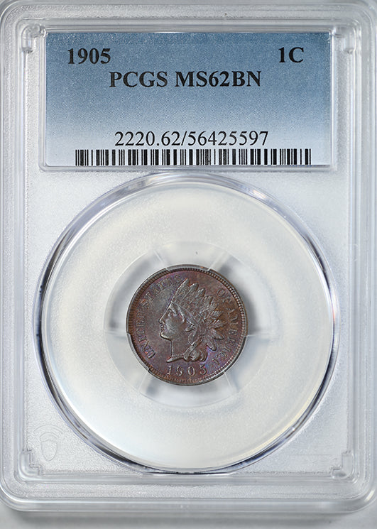 1905 Indian Head Cent 1C PCGS MS62BN - TONED!