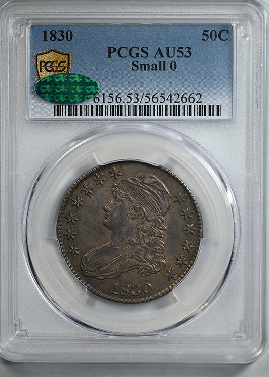 1830 Capped Bust Half Dollar 50C PCGS AU53 CAC - Small 0