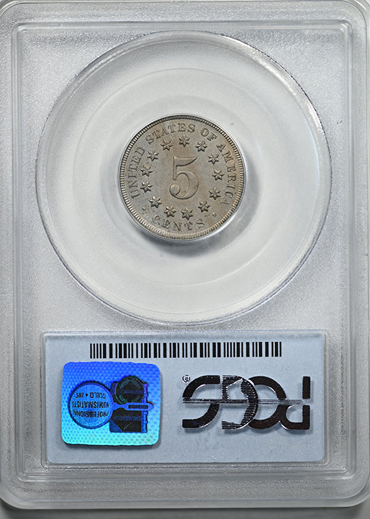 1867 Shield Nickel 5C PCGS AU58 - No Rays