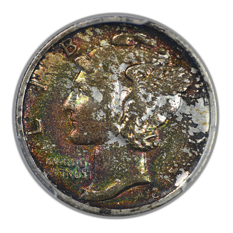 1938-S Mercury Dime 10C PCGS AU50 CAC - TONED!