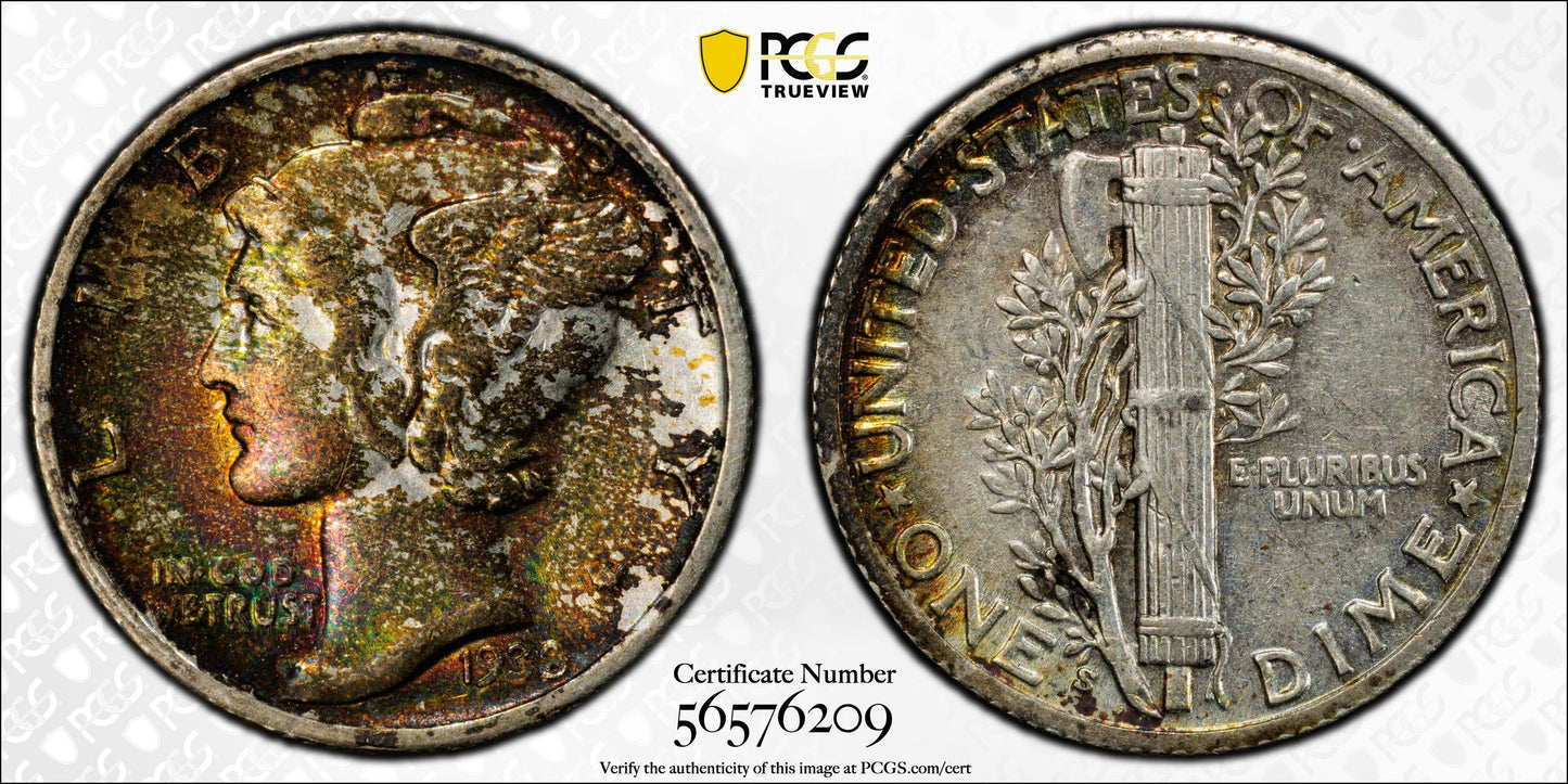 1938-S Mercury Dime 10C PCGS AU50 - TONED!