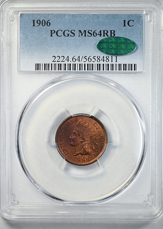 1906 Indian Head Cent 1C PCGS MS64RB CAC