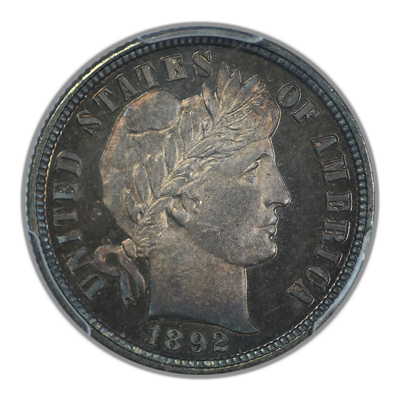 1892 Proof Barber Dime 10C PCGS PR66 CAC - TONED!