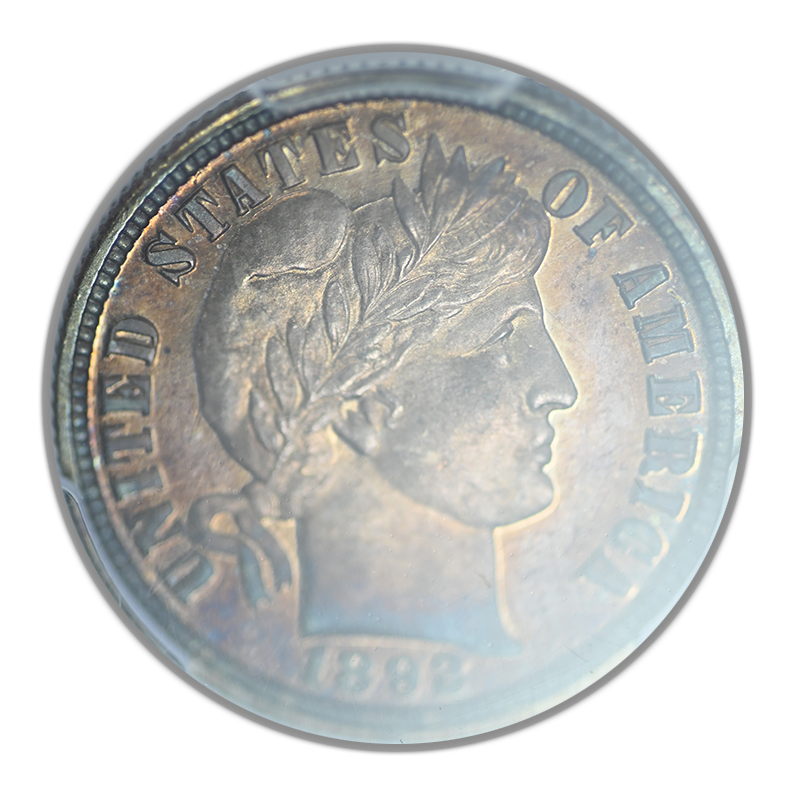 1892 Proof Barber Dime 10C PCGS PR66 CAC - TONED!