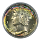 1944 Mercury Dime 10C PCGS MS64 Mint Error Broadstruck out of Collar - TONED! Obverse