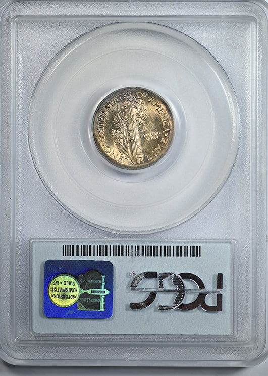 1944 Mercury Dime 10C PCGS MS64 Mint Error Broadstruck out of Collar - TONED! Reverse Slab