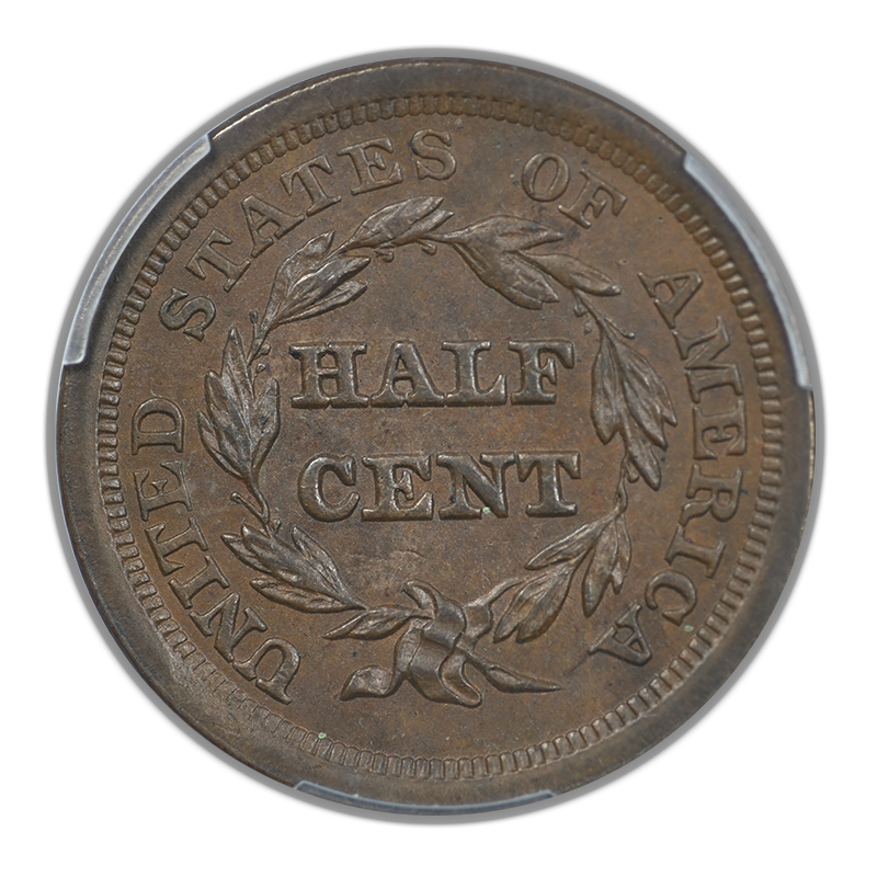 1851 Braided Hair Half Cent 1/2C PCGS MS61BN CAC