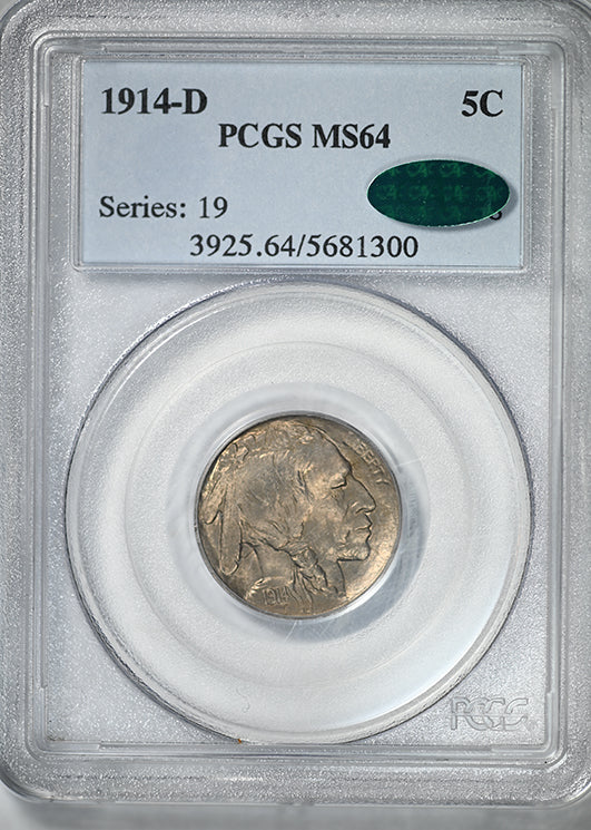 1914-D Buffalo Nickel 5C PCGS MS64 CAC