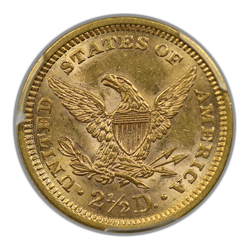 1861 Liberty Head Gold Quarter Eagle $2.50 PCGS MS61 - New Reverse