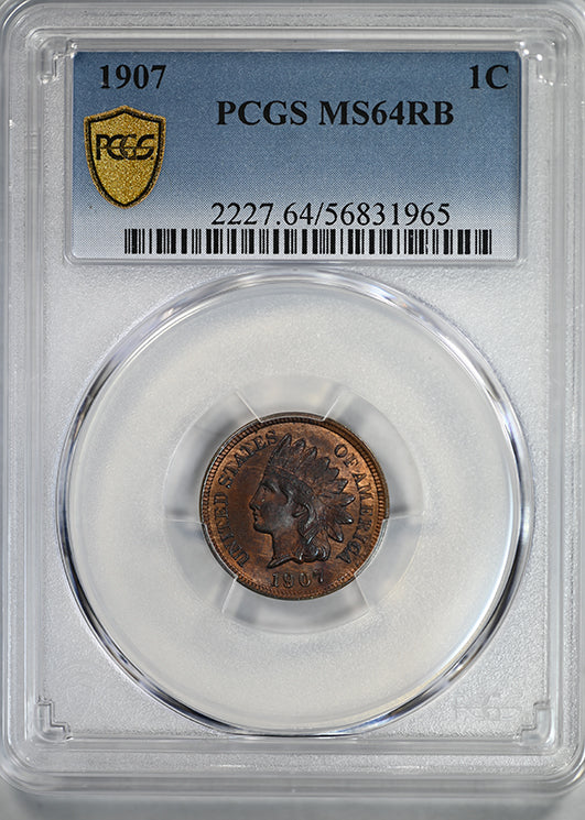 1907 Indian Head Cent 1C PCGS MS64RB