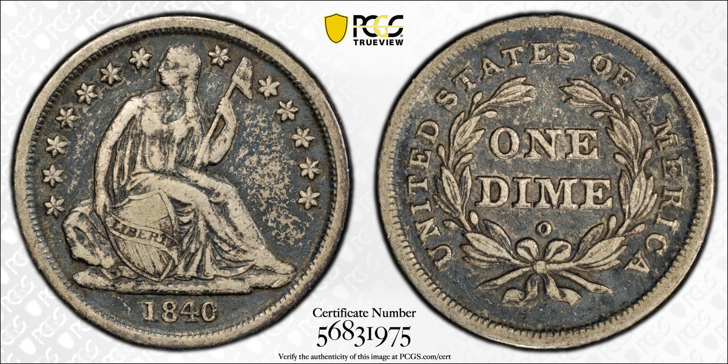 1840-O Liberty Seated Dime 10C PCGS VF30 - No Drapery