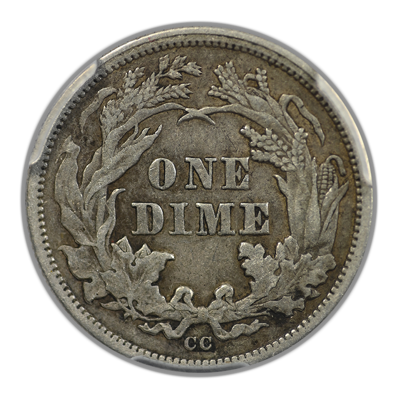 1876-CC Liberty Seated Dime 10C PCGS VF35 CAC