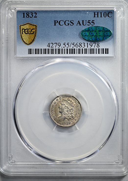 1832 Capped Bust Half Dime H10C PCGS AU55 CAC