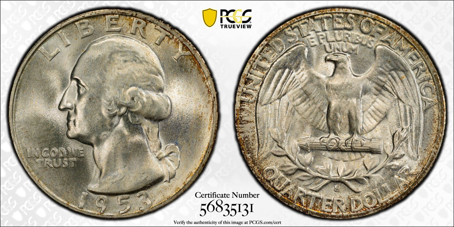 1953-S Washington Quarter 25C PCGS MS66