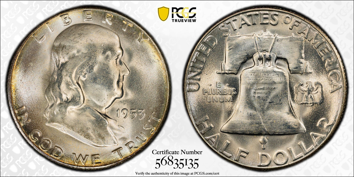 1953-S Franklin Half Dollar 50C PCGS MS65+